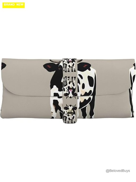 Cow Black Spot PU Leather Eyeglass Case Sunglasses Pouch main image 6